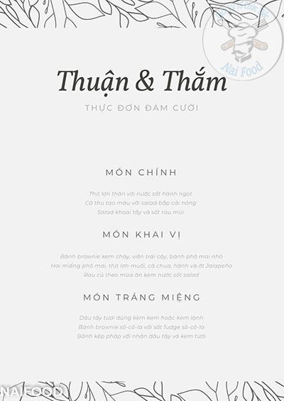 mẫu thực đơn đám cưới đẹp