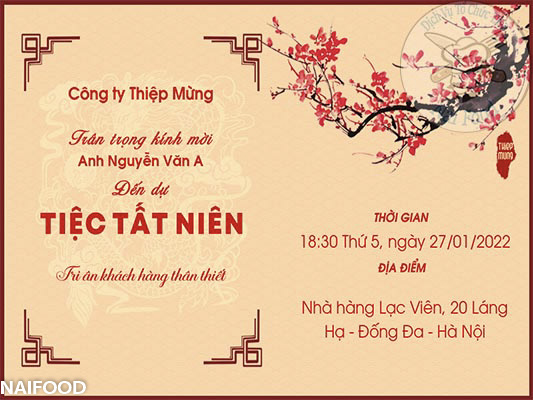 thiệp mời tiệc tất niên