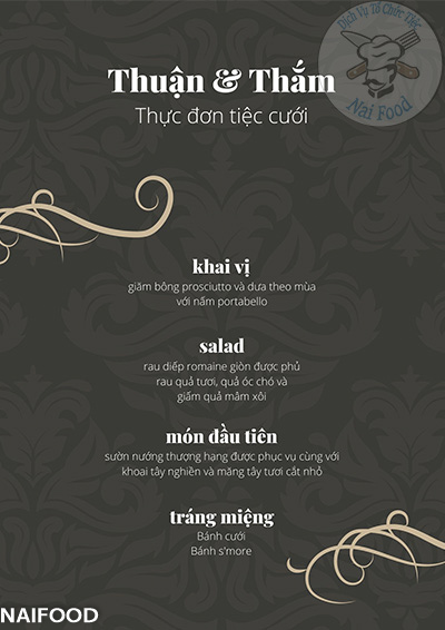 Thực đơn tiệc cưới mẫu