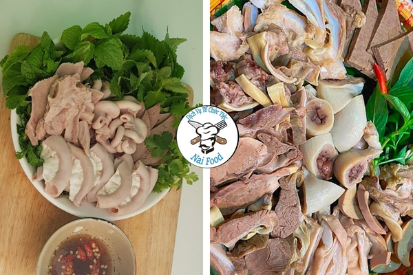 Lòng heo luộc chấm mắm tôm Lòng heo luộc chấm mắm tôm