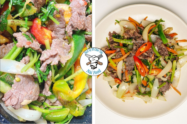 Bò xào hành cần Bò xào hành cần