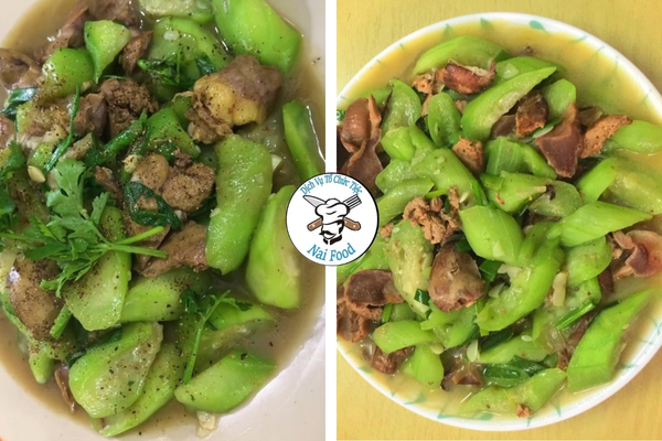 Lòng gà xào mướp Lòng gà xào mướp