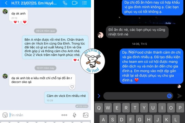 Feedback thực tế từ khách hàng tại Đức Hòa đã dùng dịch vụ Naifood