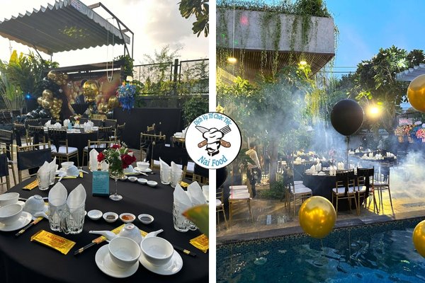 Không gian setup bên hồ bơi