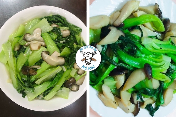 Cải thìa hấp nấm