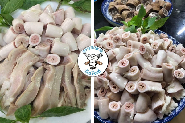 Lòng heo luộc chấm mắm tôm