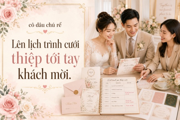 Lên lịch trình cưới thiệp tới tay khách mời.