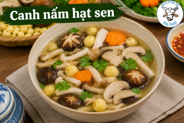 Canh nấm hạt sen.
