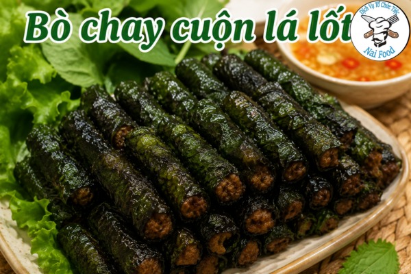 Bò chay cuộn lá lốt