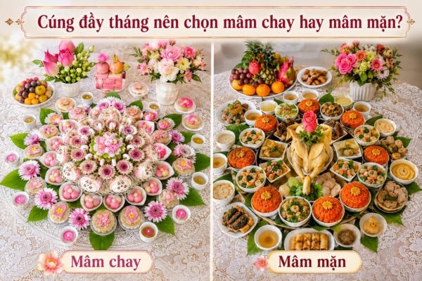 Cúng đầy tháng nên chọn mâm chay hay mâm mặn?