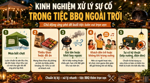 Các kinh nghiệm xử lý sự cố trong bữa tiệc BBQ