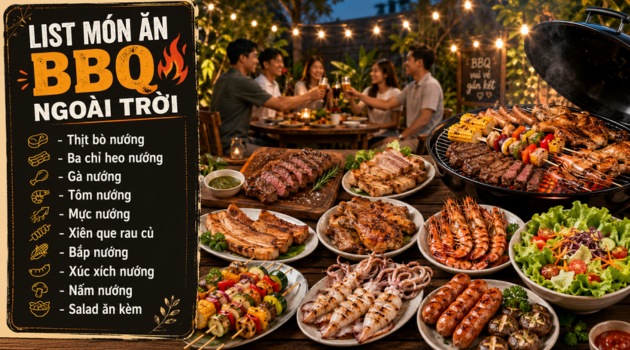 Chuẩn bị thực đơn BBQ hấp dẫn ngoài trời.