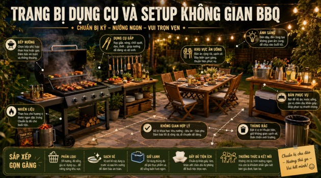 Trang bị dụng cụ và setup không gian BBQ
