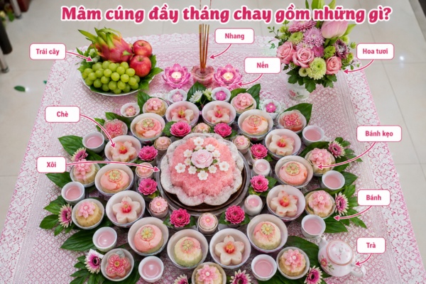 Các lễ vật có trong mâm cúng chay