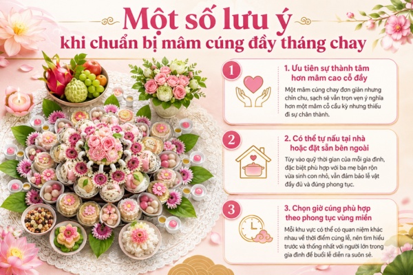Một số lưu ý khi chuẩn bị mâm cúng đầy tháng chay