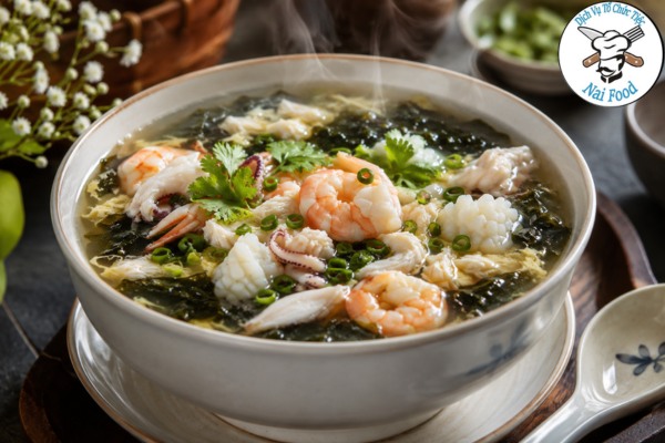Súp hải sản rong biển.