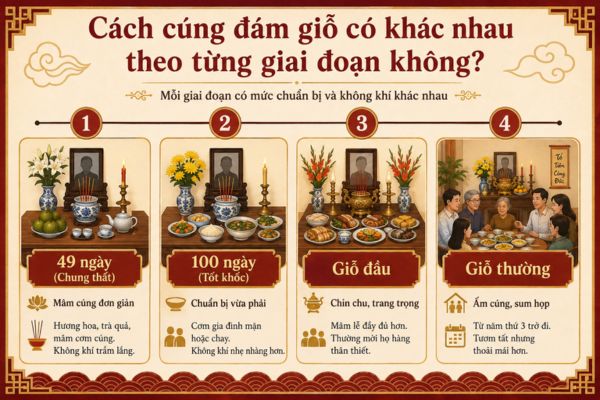 Cách cúng đám giỗ có khác nhau theo từng giai đoạn không?