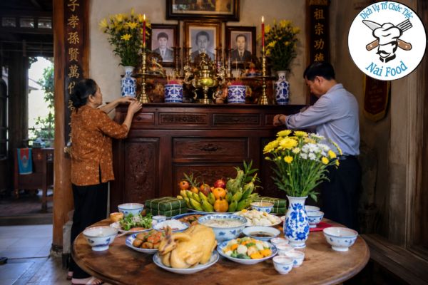 Chuẩn bị bàn thờ và mâm lễ: