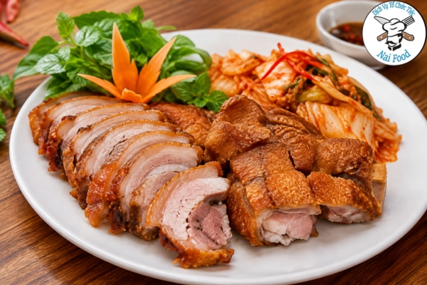 Giò heo muối chiên giòn + kim chi
