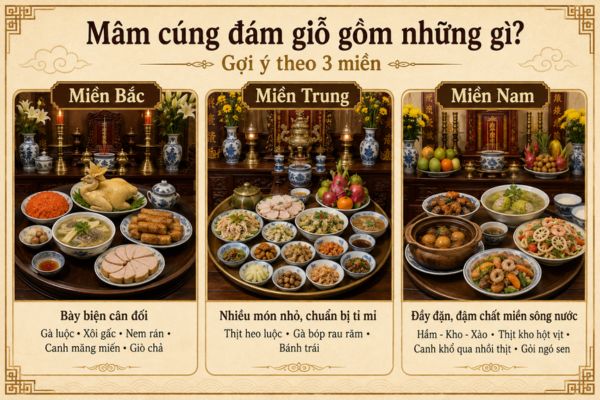 Mâm cúng đám giỗ gồm những gì? Gợi ý theo 3 miền