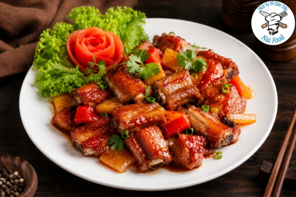Sườn heo sốt chua ngọt.