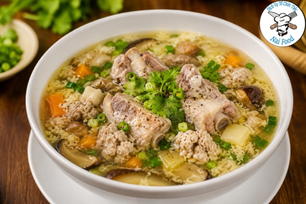 Súp sườn heo thịt bằm.
