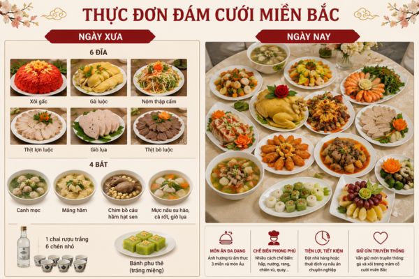 Thực đơn đám cưới miền Bắc ngày nay