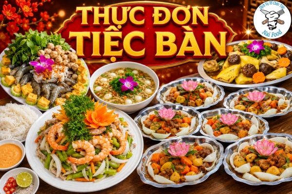 Thực đơn tiệc bàn truyền thống.
