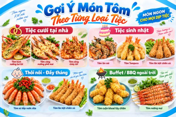 Gợi ý món tôm theo từng loại tiệc