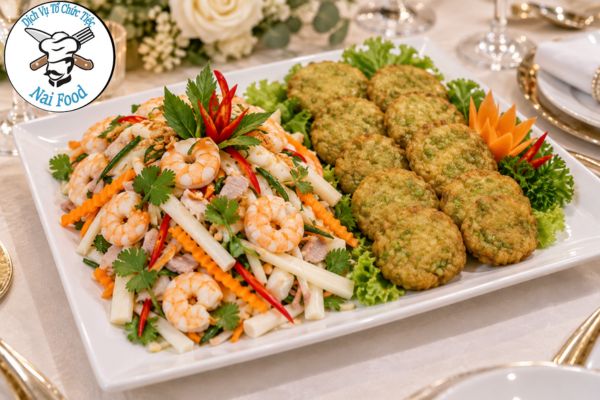 Khai vị 2: món gỏi củ hủ dừa + chả cốm