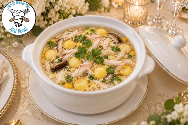 Súp bắp cua gà xé phay.