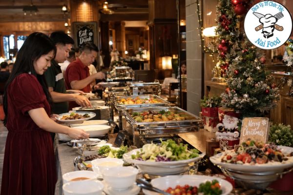 Thực đơn buffet cho tiệc giáng sinh.
