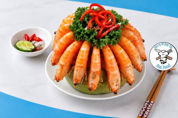 Tôm sú hấp nước dừa