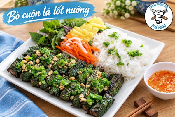 Bò cuộn lá lốt nướng