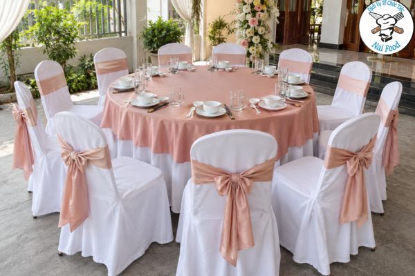 Bàn ghế tựa bọc nơ sang trọng